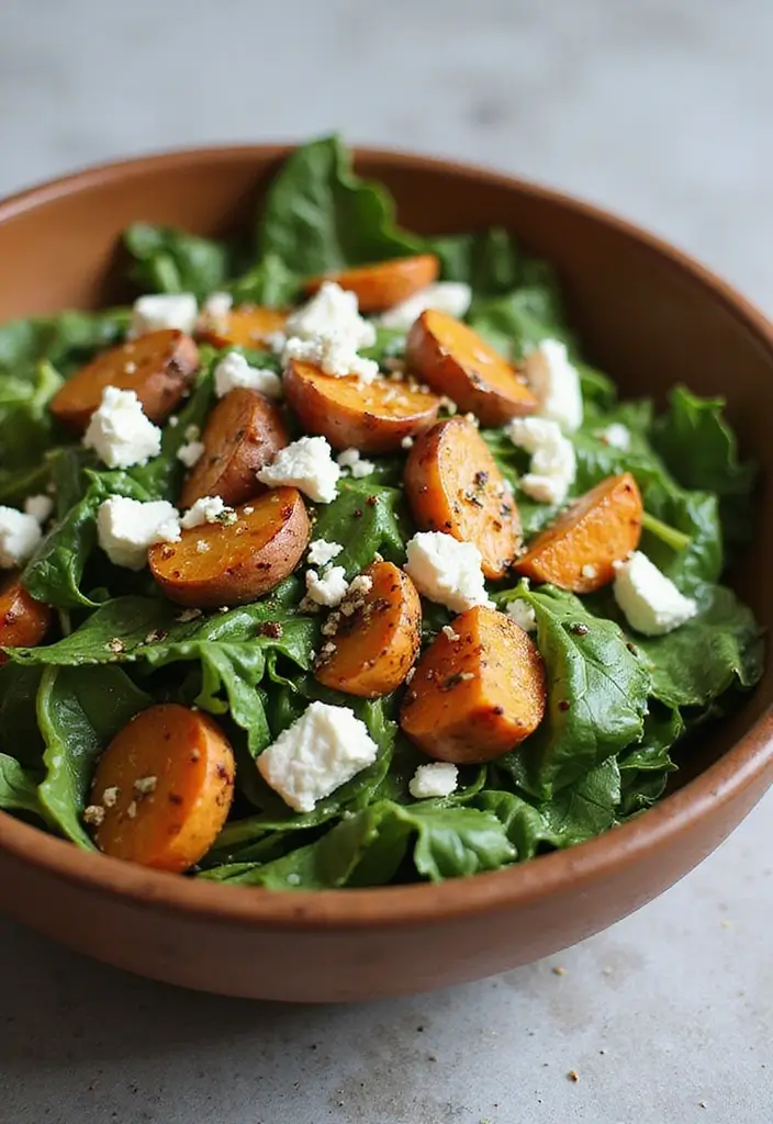 25+ Arugula Salad Recipes That Are Light and Peppery - 12. Arugula Salad with Roasted Sweet Potatoes