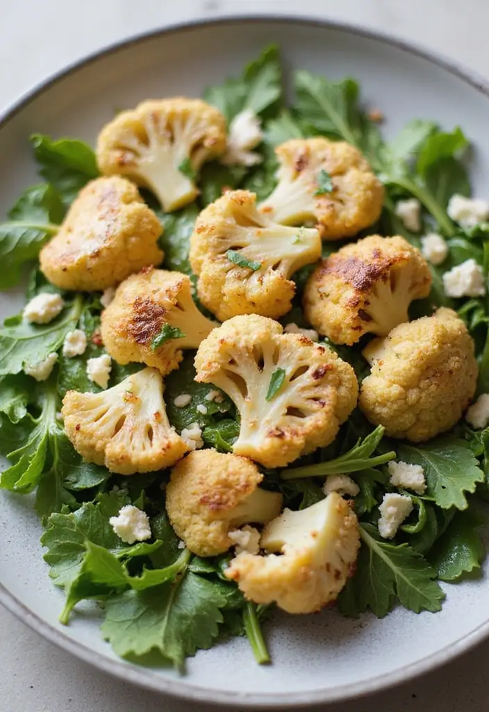 25+ Arugula Salad Recipes That Are Light and Peppery - 19. Arugula Salad with Roasted Cauliflower