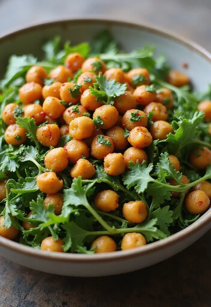25+ Arugula Salad Recipes That Are Light and Peppery - 7. Spicy Arugula Salad with Chickpeas