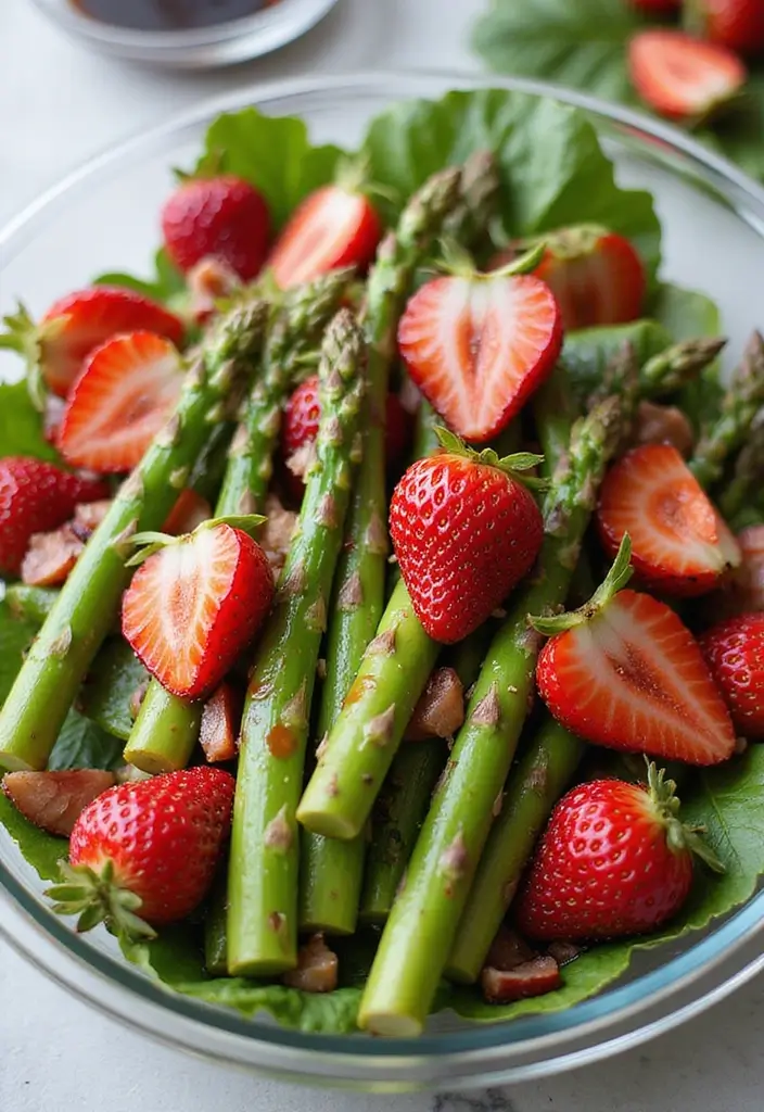 25+ Asparagus Salad Recipes Perfect for Spring - 11. Asparagus and Strawberries Salad