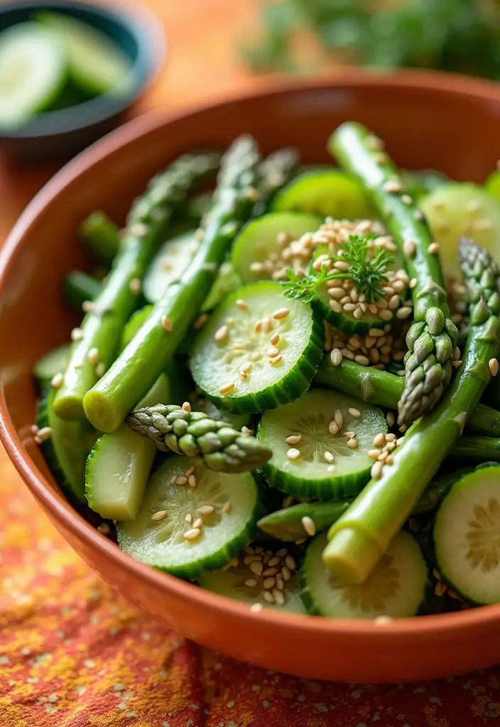25+ Asparagus Salad Recipes Perfect for Spring - 13. Asparagus and Cucumber Salad