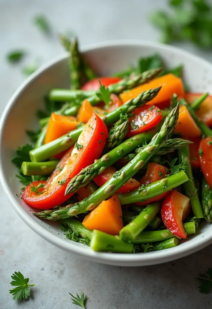 25+ Asparagus Salad Recipes Perfect for Spring - 16. Asparagus and Bell Pepper Salad