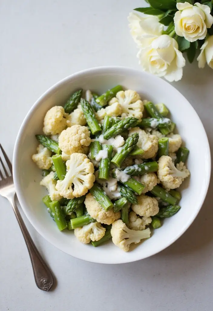 25+ Asparagus Salad Recipes Perfect for Spring - 19. Asparagus and Cauliflower Salad