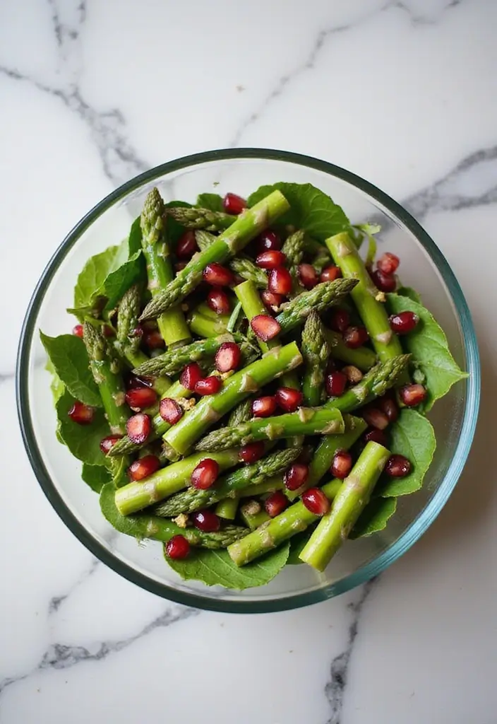 25+ Asparagus Salad Recipes Perfect for Spring - 21. Asparagus and Pomegranate Salad