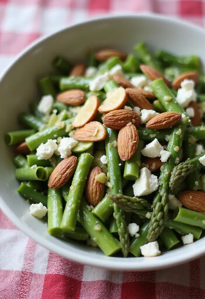 25+ Asparagus Salad Recipes Perfect for Spring - 3. Asparagus Salad with Almonds and Feta
