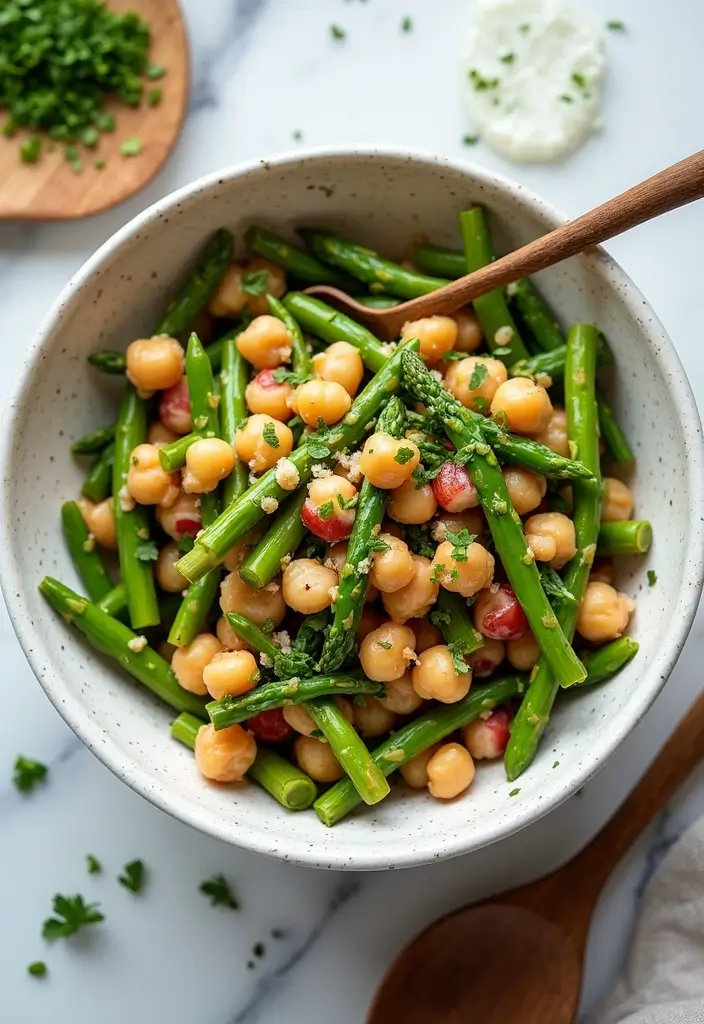 25+ Asparagus Salad Recipes Perfect for Spring - 6. Asparagus and Chickpea Salad