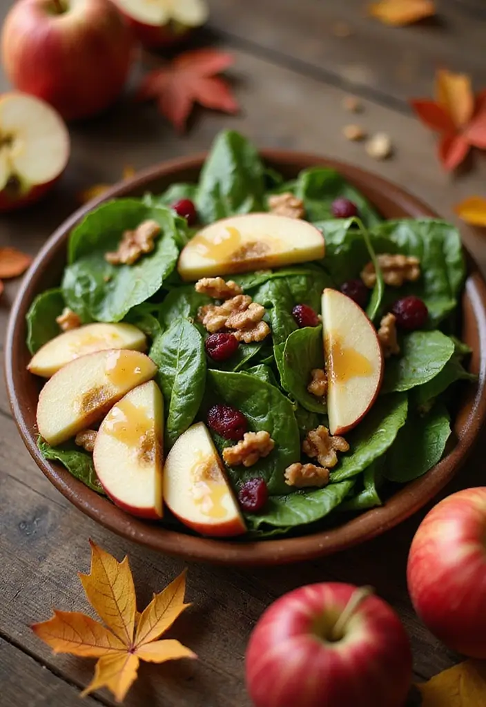 25+ Autumn Salad Recipes for Cozy Seasonal Flavors - 2. Apple Cider Vinaigrette Spinach Salad
