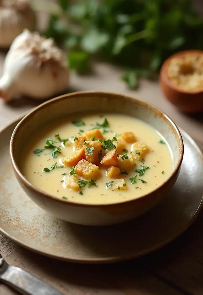 25+ Beef Bone Broth Soup Recipes for Deep Nutrition - 6. Creamy Garlic Bone Broth Soup