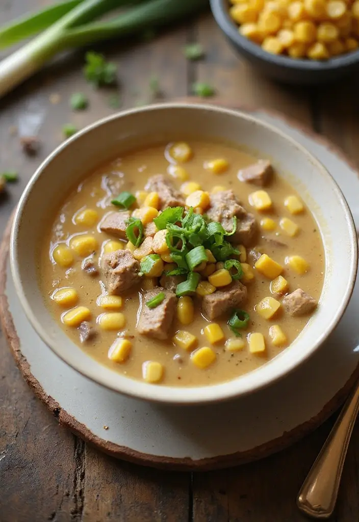 25+ Beef Soup Recipes That Are Rich and Satisfying - 19. Beef and Corn Chowder