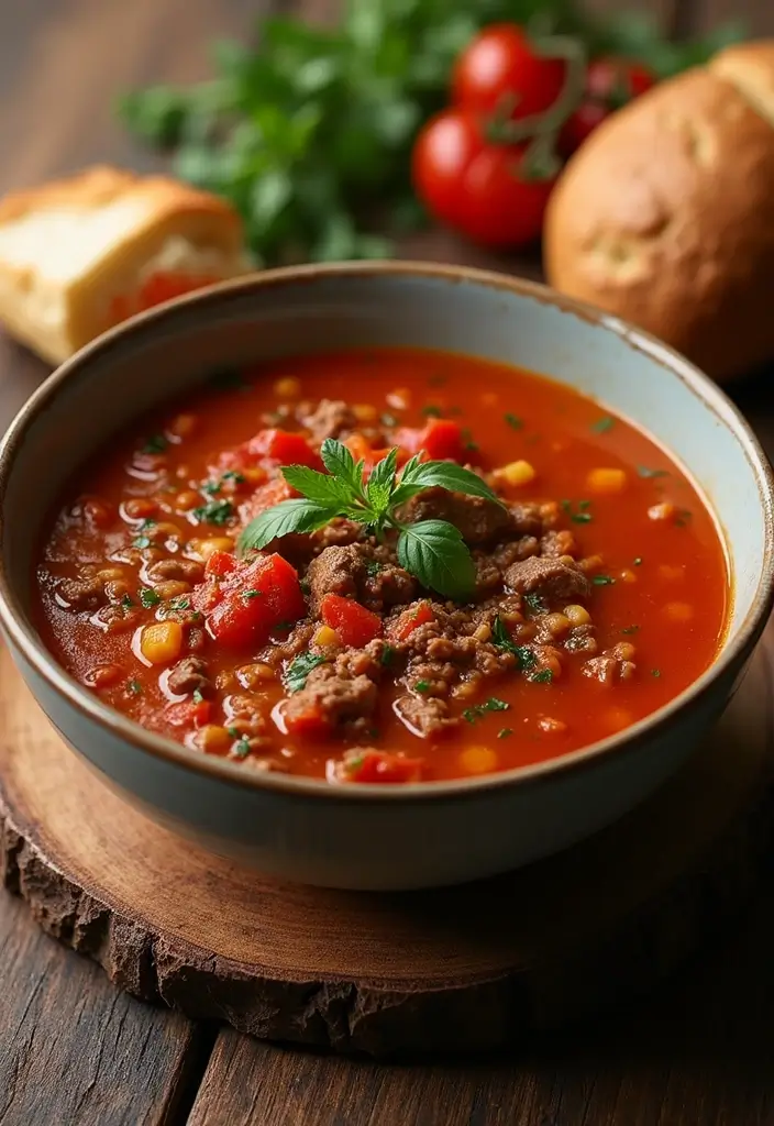 25+ Beef Soup Recipes That Are Rich and Satisfying - 24. Beef and Tomato Soup