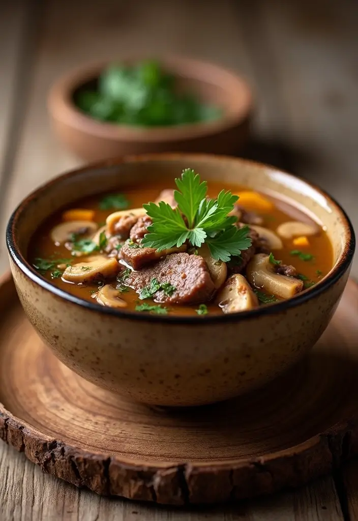 25+ Beef Soup Recipes That Are Rich and Satisfying - 7. Beef and Mushroom Soup