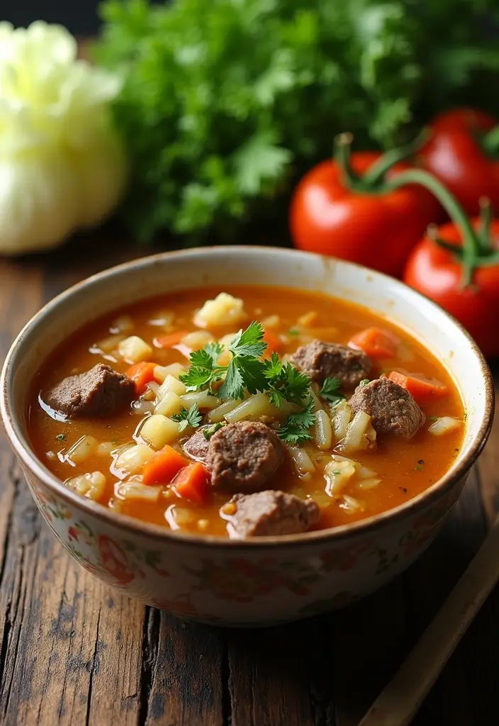 25+ Beef Soup Recipes That Are Rich and Satisfying - 9. Beef and Cabbage Soup