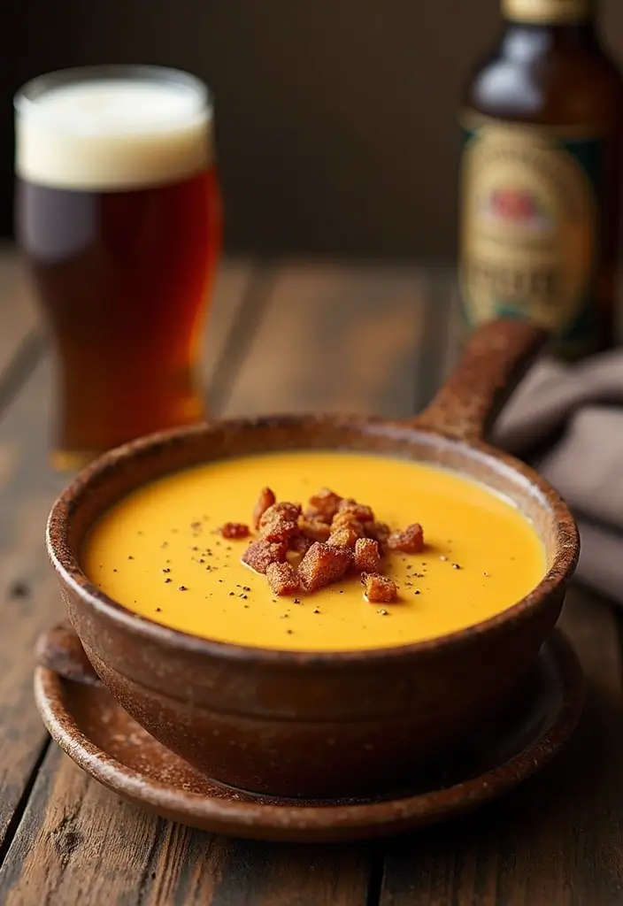 25+ Beer Cheese Soup Recipes for Game Day Comfort - 7. Beer Cheese Soup with Pretzel Croutons