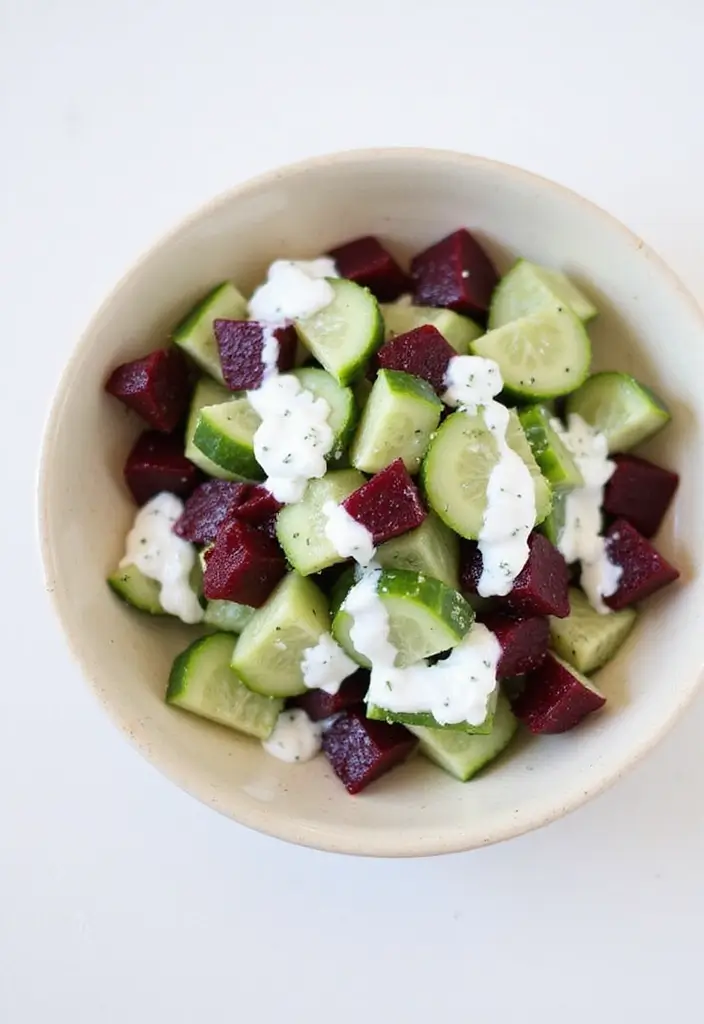 25+ Beet Salad Recipes That Are Vibrant and Delicious - 19. Beet and Cucumber Salad with Yogurt Dressing