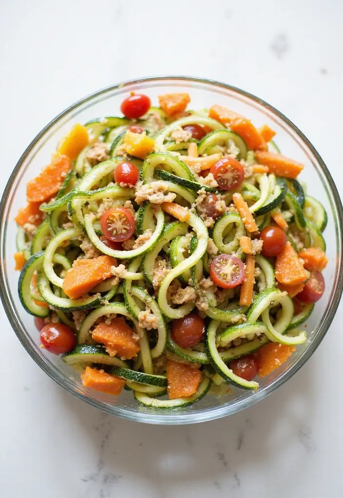 25+ Big Salad Recipes That Make a Full Meal - 15. Zucchini Noodle Salad