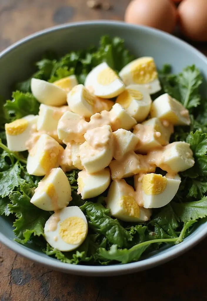 25+ Big Salad Recipes That Make a Full Meal - 20. Egg Salad Greens