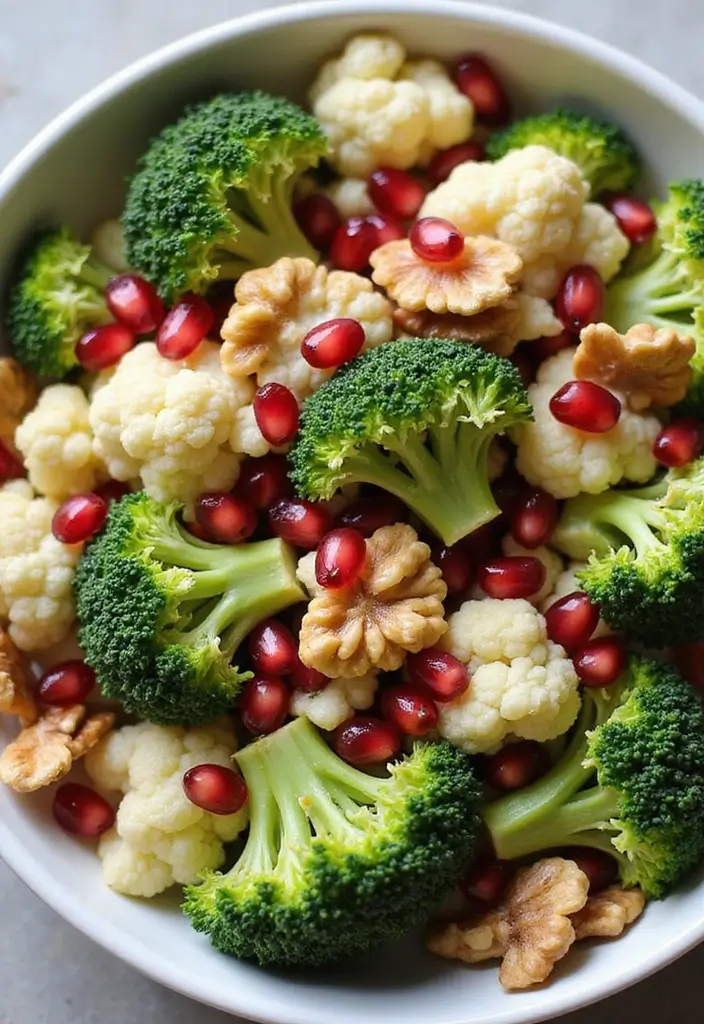 25+ Broccoli Cauliflower Salad Recipes for Crunchy Comfort - 12. Broccoli Cauliflower Salad with Pomegranate
