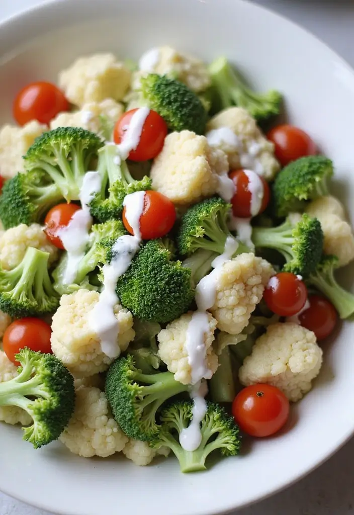 25+ Broccoli Cauliflower Salad Recipes for Crunchy Comfort - 14. Broccoli Cauliflower Salad with Ranch Dressing