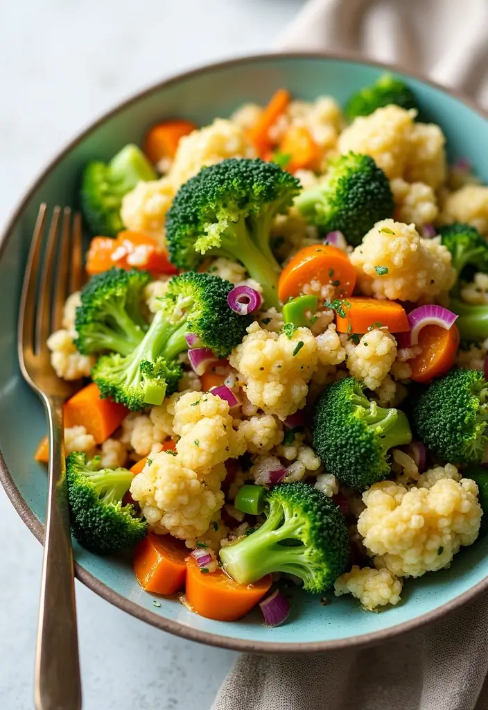 25+ Broccoli Cauliflower Salad Recipes for Crunchy Comfort - 22. Broccoli Cauliflower Salad with Mustard Vinaigrette