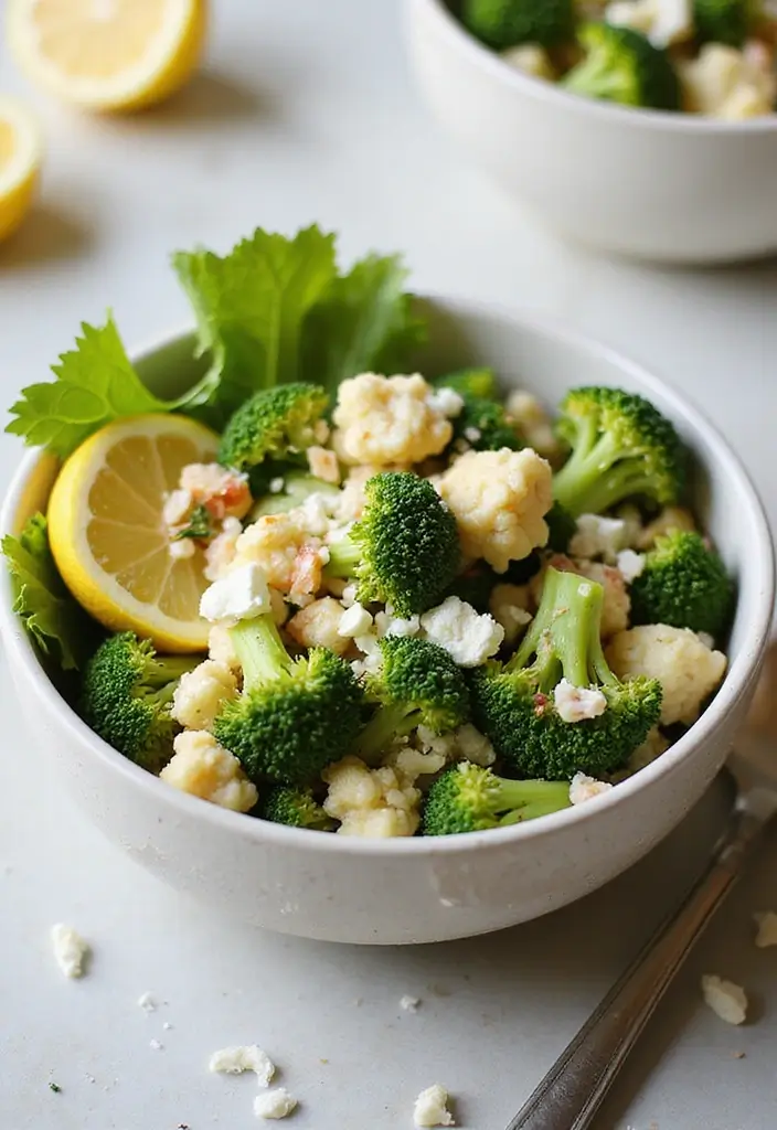 25+ Broccoli Cauliflower Salad Recipes for Crunchy Comfort - 3. Tangy Lemon and Feta Salad