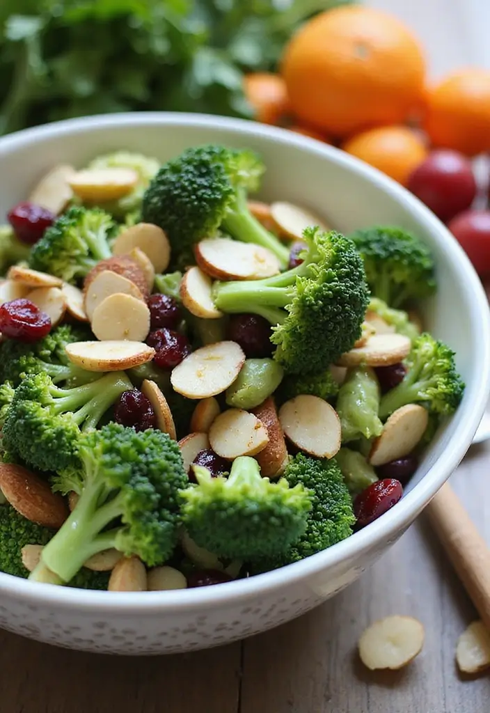 25+ Broccoli Salad Recipes That Everyone Will Love - 16. Broccoli Salad with Almonds and Cranberries