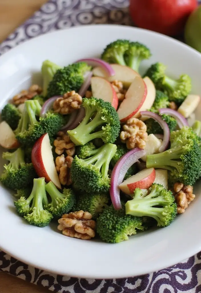 25+ Broccoli Salad Recipes That Everyone Will Love - 5. Crunchy Broccoli Salad with Apples and Walnuts