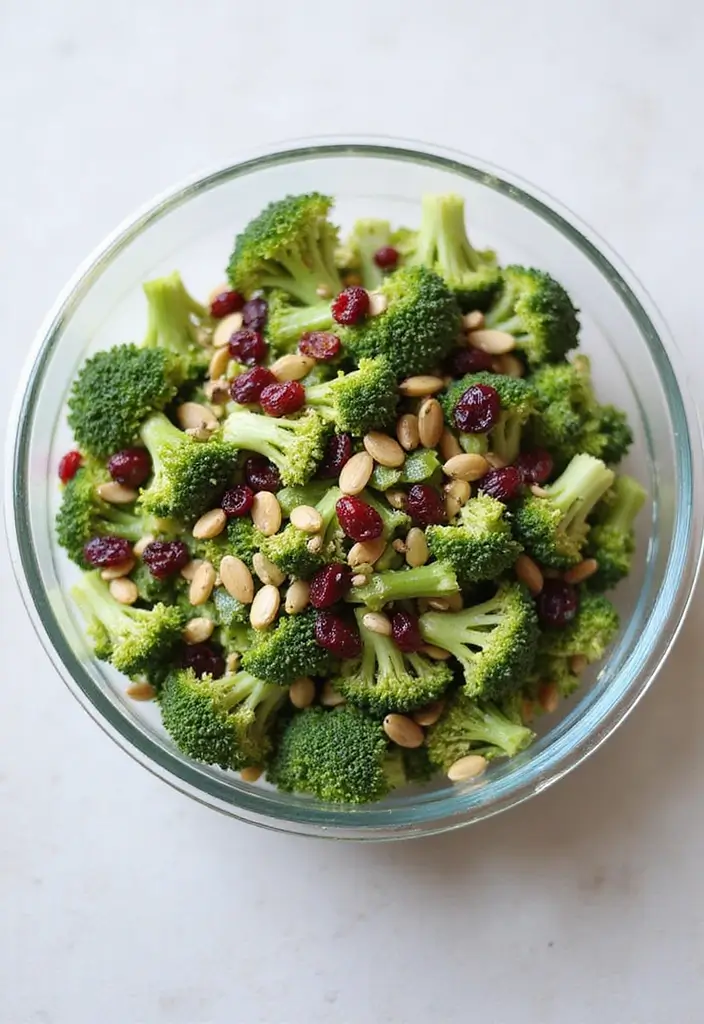 25+ Broccoli Salad Recipes That Everyone Will Love - 7. Broccoli Salad with Cranberries and Sunflower Seeds