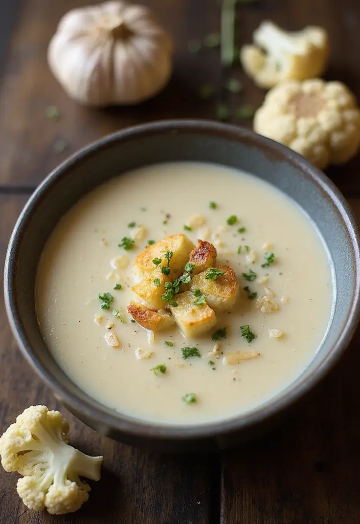 25+ Broth Soup Recipes That Are Simple and Soothing - 14. Roasted Garlic and Cauliflower Soup