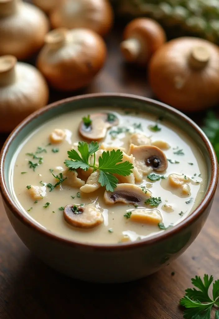 25+ Busy Day Soup Recipes for Quick Easy Dinners - 12. Creamy Chicken and Mushroom Soup