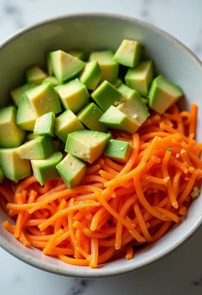 25+ Carrot Salad Recipes That Are Fresh and Crunchy - 15. Raw Carrot Salad with Avocado