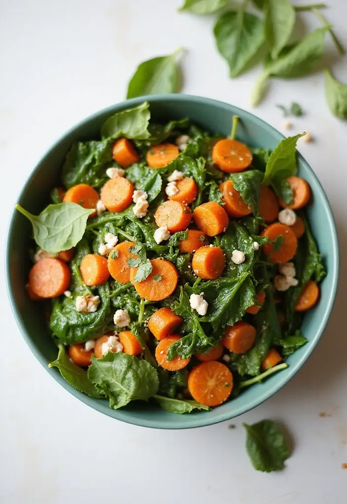 25+ Carrot Salad Recipes That Are Fresh and Crunchy - 16. Carrot and Spinach Salad