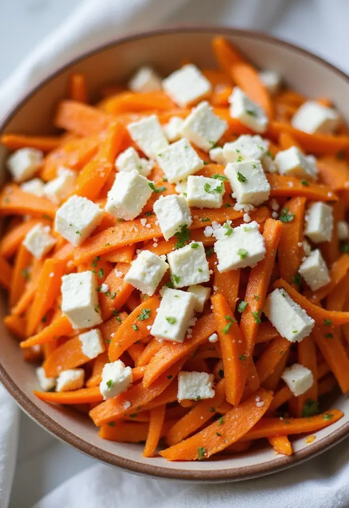 25+ Carrot Salad Recipes That Are Fresh and Crunchy - 22. Carrot and Feta Salad