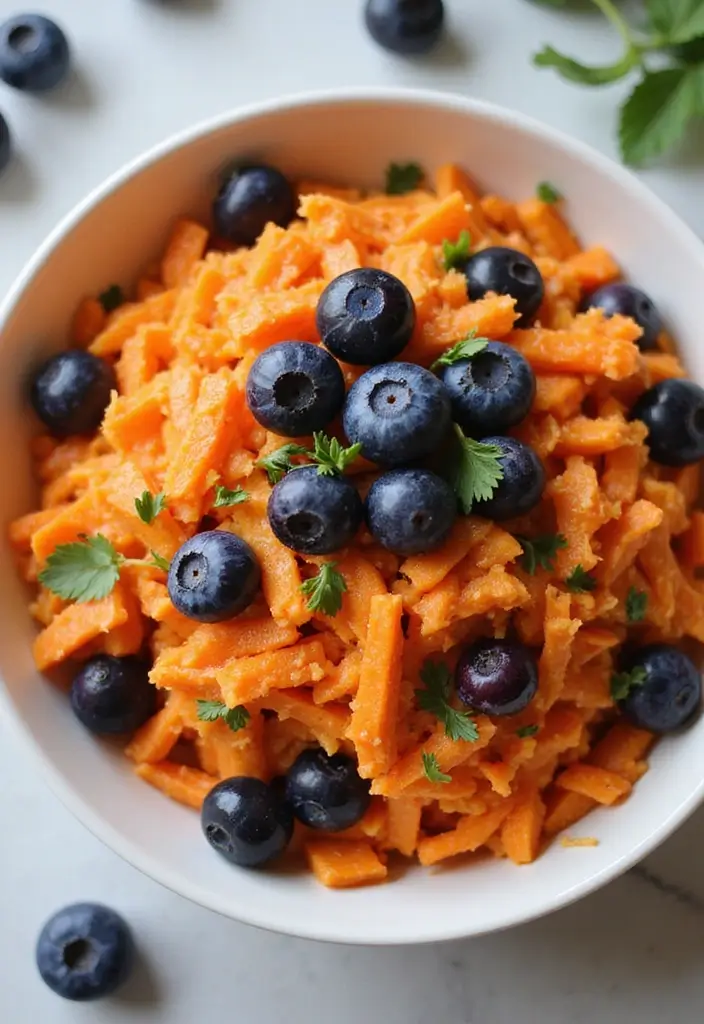 25+ Carrot Salad Recipes That Are Fresh and Crunchy - 23. Carrot and Blueberry Salad