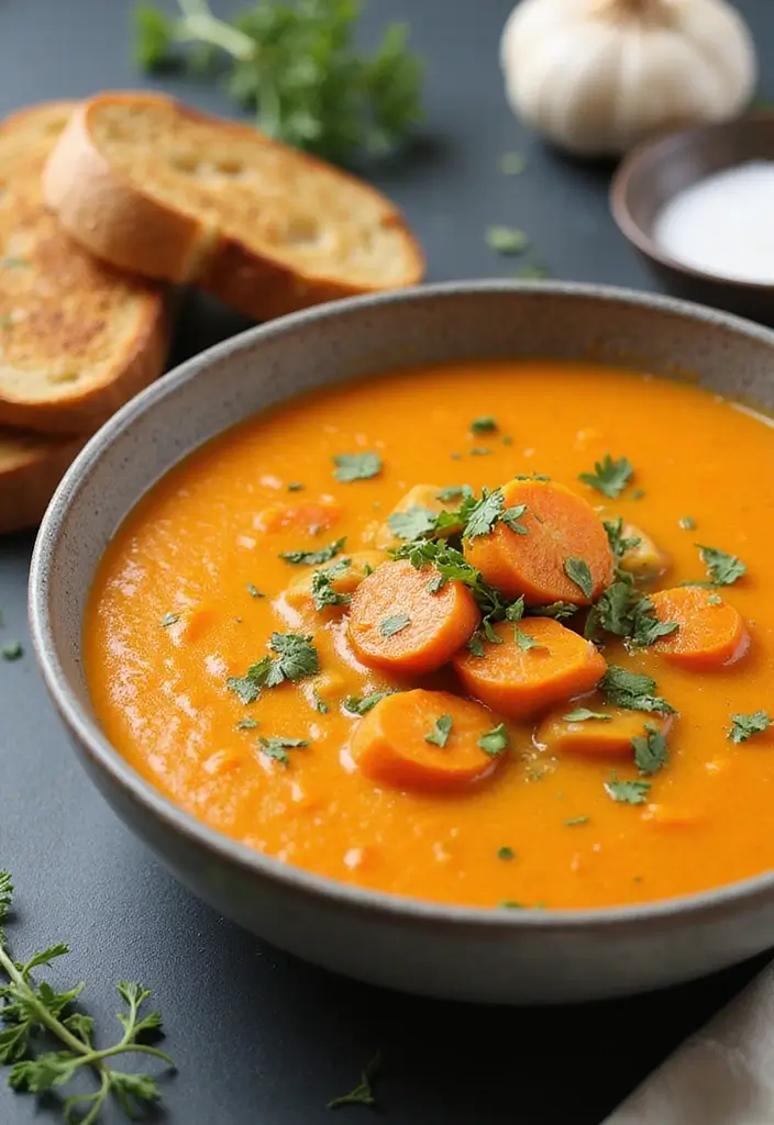 25+ Carrot Soup Recipes That Are Bright and Delicious - 11. Carrot and Garlic Soup