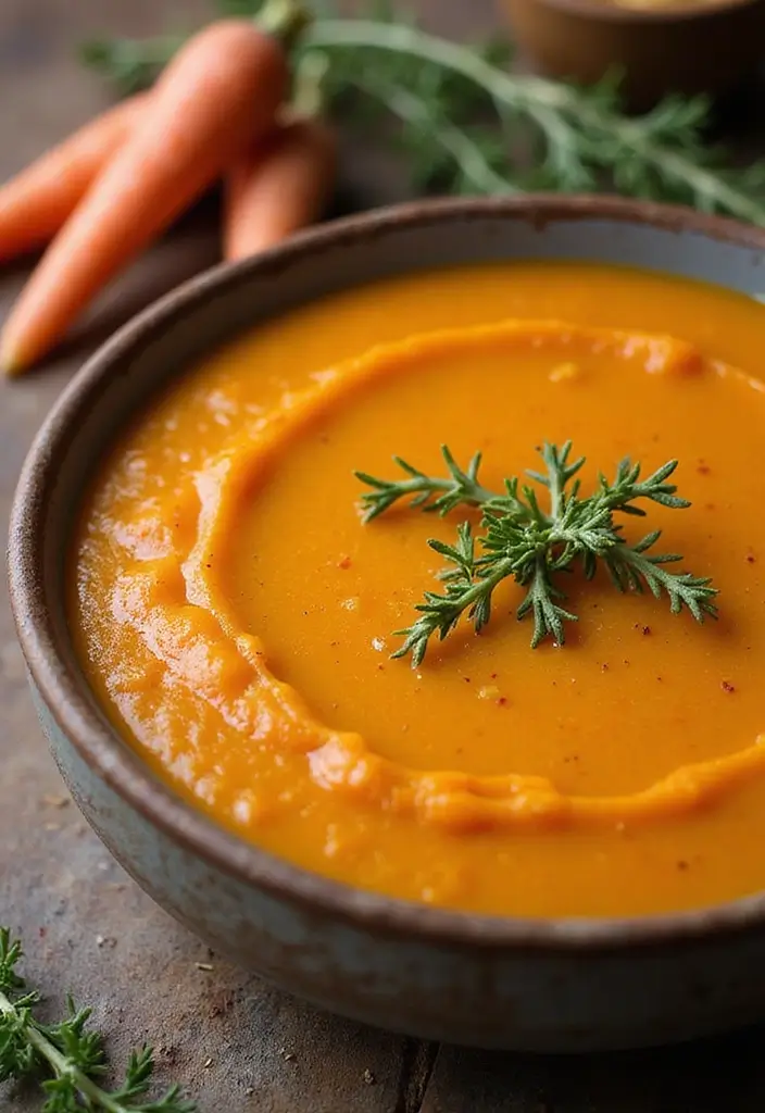 25+ Carrot Soup Recipes That Are Bright and Delicious - 15. Savory Carrot & Thyme Soup
