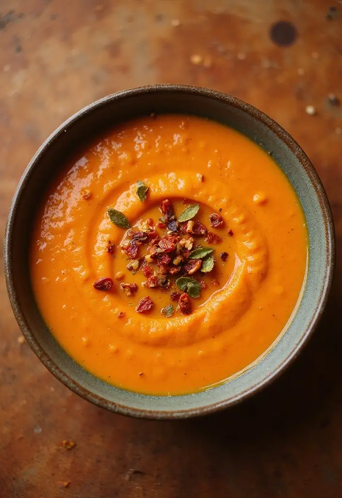 25+ Carrot Soup Recipes That Are Bright and Delicious - 19. Spicy Carrot Soup with Chili Flakes