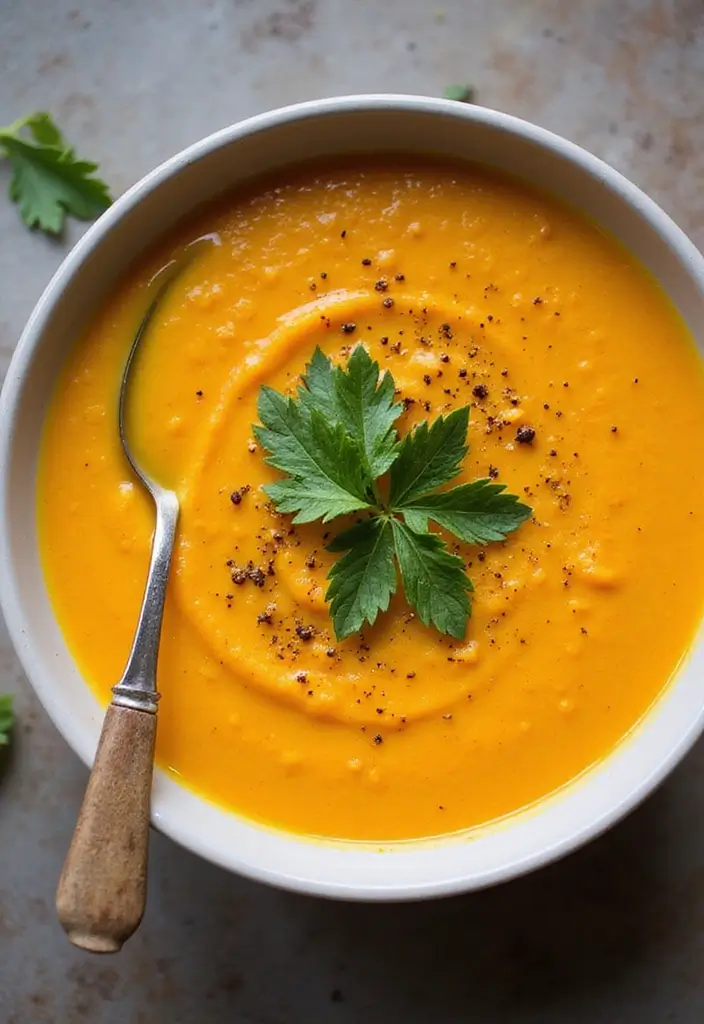 25+ Carrot Soup Recipes That Are Bright and Delicious - 3. Carrot Ginger Turmeric Soup