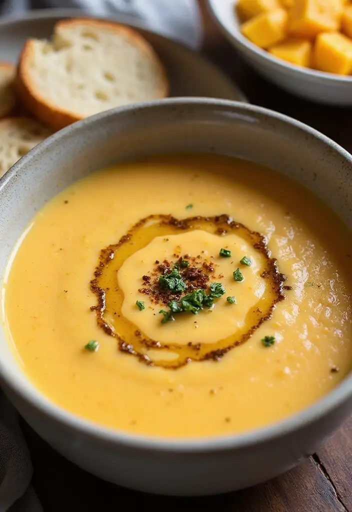 25+ Cheddar Cheese Soup Recipes That Are Rich and Creamy - 13. Gourmet Cheddar Soup with Truffle Oil