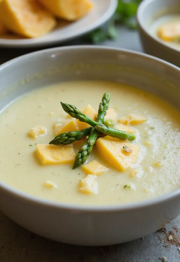25+ Cheddar Cheese Soup Recipes That Are Rich and Creamy - 20. Cheddar and Asparagus Soup