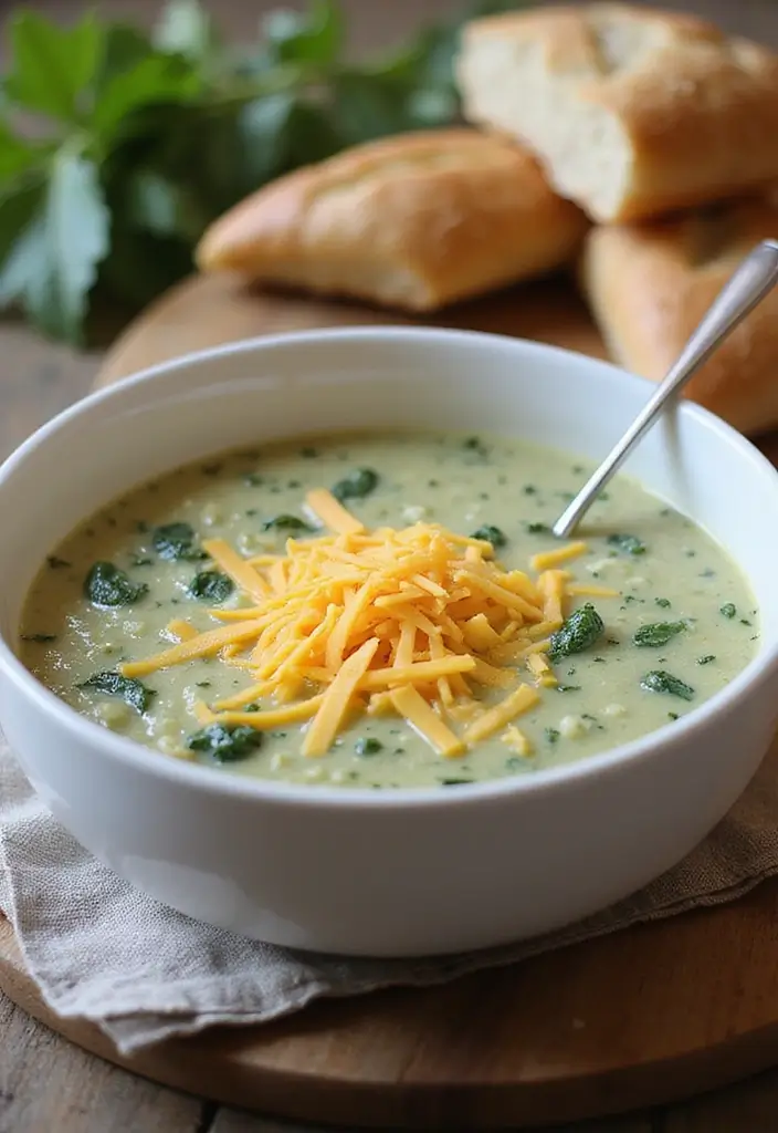 25+ Cheddar Cheese Soup Recipes That Are Rich and Creamy - 9. Cheddar and Spinach Soup