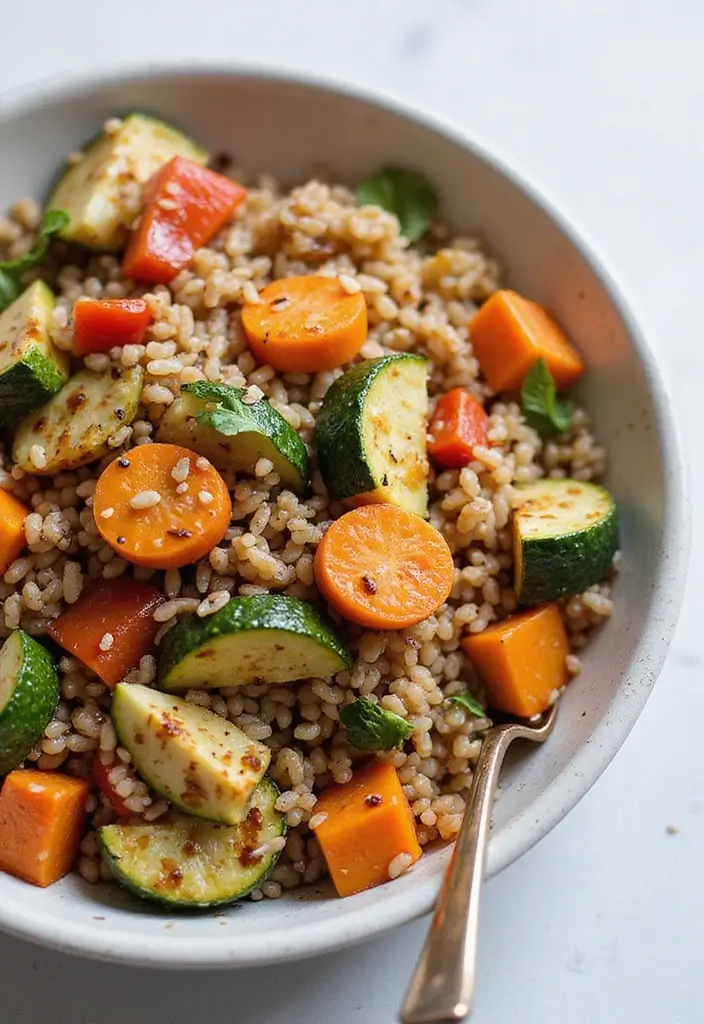 25+ Chef Salad Recipes Loaded with Flavor and Crunch - 20. Farro Salad with Roasted Vegetables