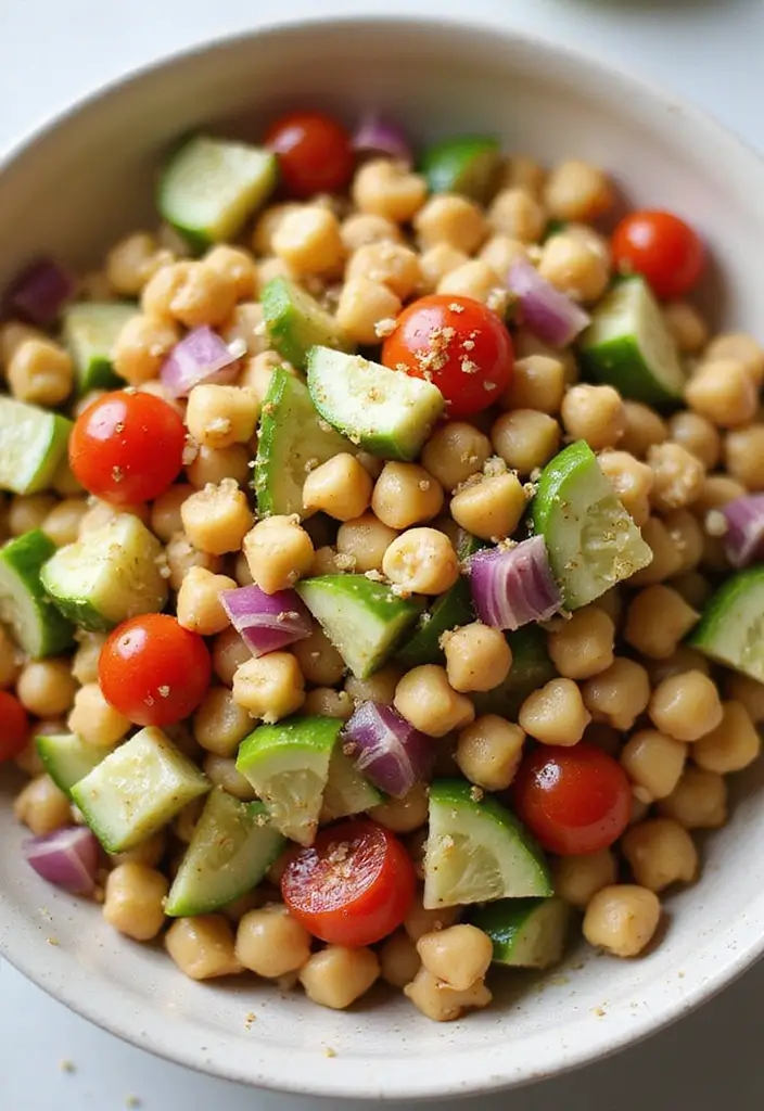 25+ Chef Salad Recipes Loaded with Flavor and Crunch - 23. Chickpea Salad with Cumin-Lemon Dressing