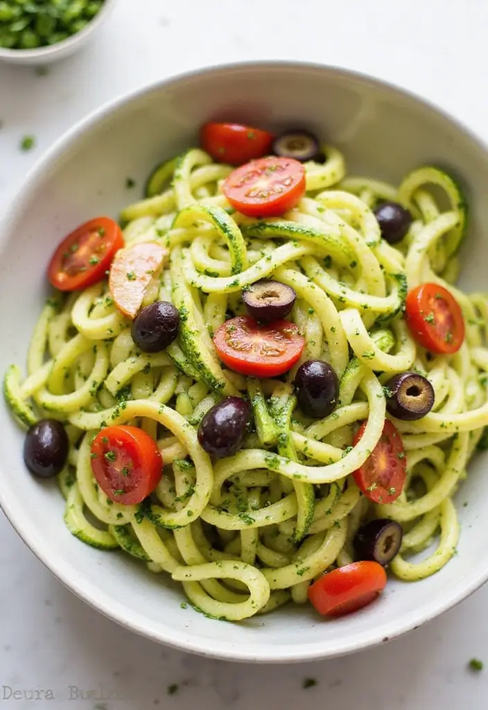 25+ Chef Salad Recipes Loaded with Flavor and Crunch - 25. Zucchini Noodle Salad with Italian Dressing