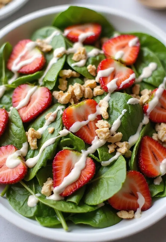 25+ Chef Salad Recipes Loaded with Flavor and Crunch - 7. Spinach Strawberry Salad with Poppy Seed Dressing