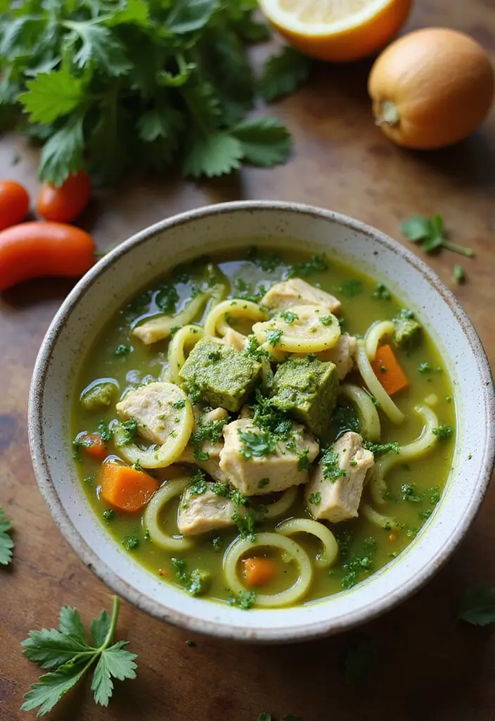 25+ Chicken Noodle Soup Recipes That Warm the Soul - 20. Chicken Noodle Soup with Pesto