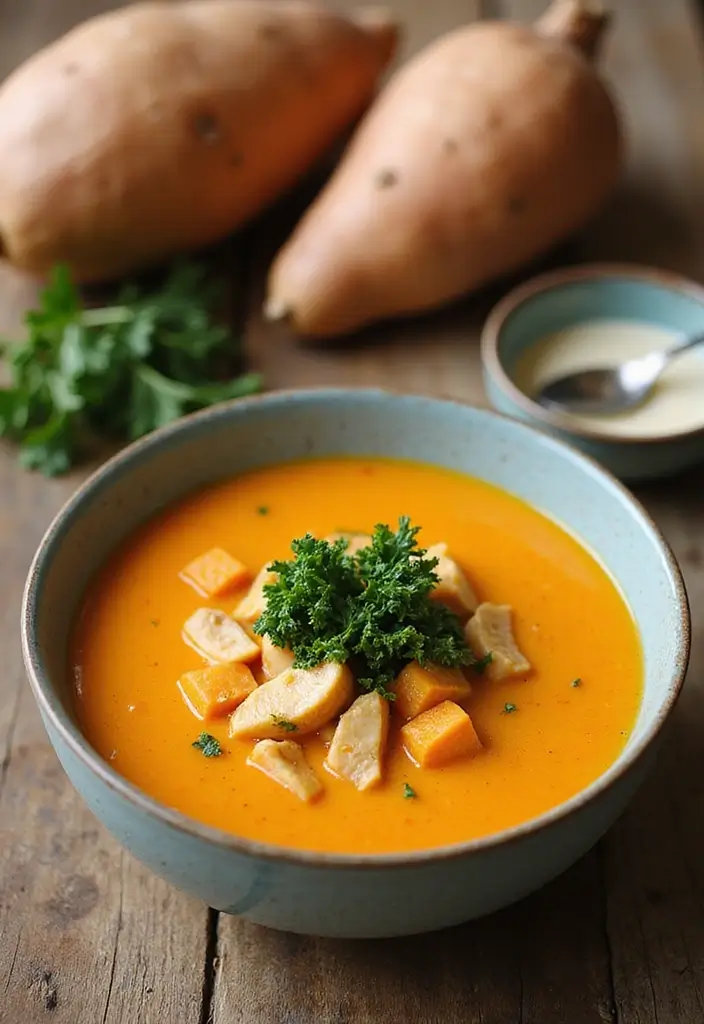 25+ Chicken Soup Recipes for Every Craving 94 25+ Chicken Soup Recipes for Every Craving - 16. Chicken and Sweet Potato Soup