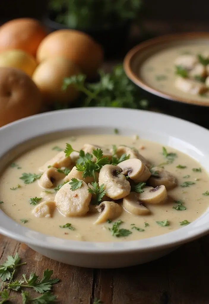 25+ Chicken Thigh Soup Recipes for Tender Juicy Flavor - 21. Chicken and Mushroom Soup