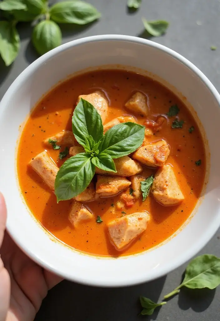 25+ Chicken Thigh Soup Recipes for Tender Juicy Flavor - 23. Chicken and Tomato Basil Soup