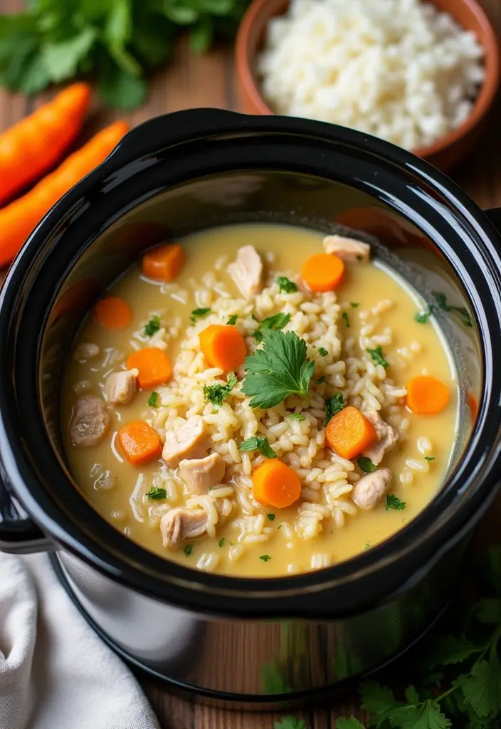 25+ Chicken and Rice Soup Recipes That Feel Like Home - 10. Slow Cooker Chicken and Rice Soup