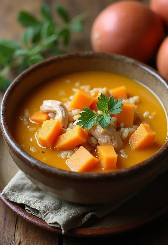 25+ Chicken and Rice Soup Recipes That Feel Like Home - 15. Chicken and Rice Soup with Sweet Potatoes